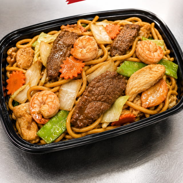 26. Chicken, Steak, Shrimp Lo Mein.