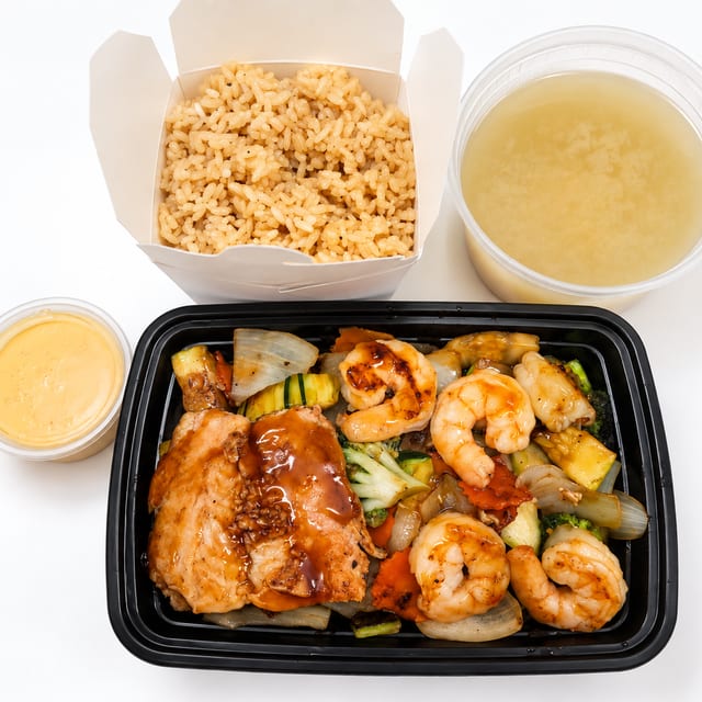 # 47. Shrimp & Salmon Hibachi.